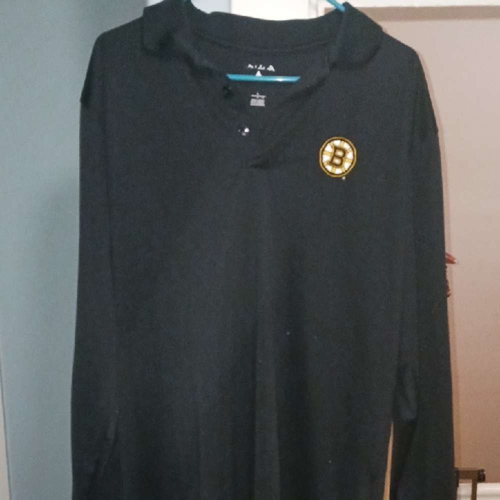 NHL Black Long Sleeve Shirt with Gold Logo